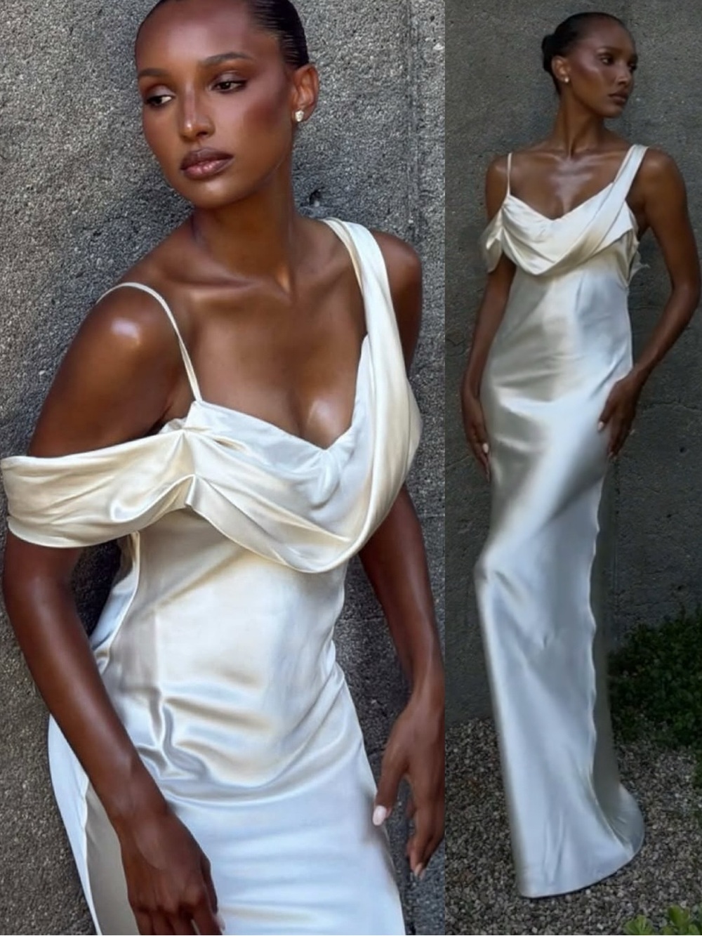 Reformation Ronda Silk Cowl Neck Maxi Dress Ivory White Wedding NEW with tags